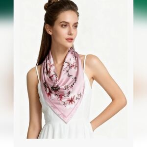 Women Satin Printed Bandana for Hair Wrapping Fashion Accessory 35 Inch...